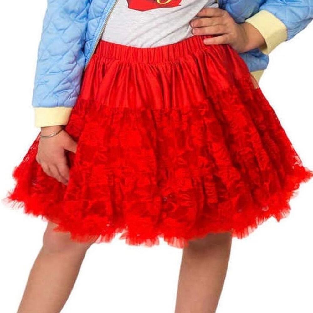 Disney Girls Tutu Couture Lace Belle Red Rose Layered Dress Up Skirt Size 5/6